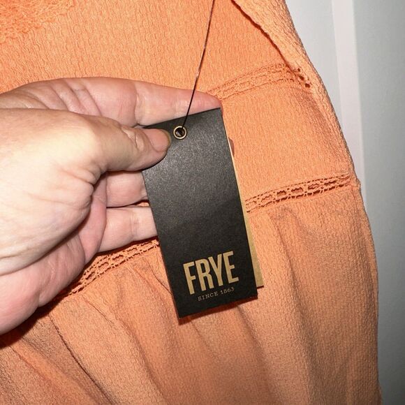 Frye Peplum Lace Trim Tank small Orange Retail $79 NWT - Picture 7 of 10